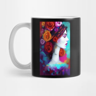 Urban Street Graffiti Style - GA556 - Pretty Latino Girl with Roses Mug